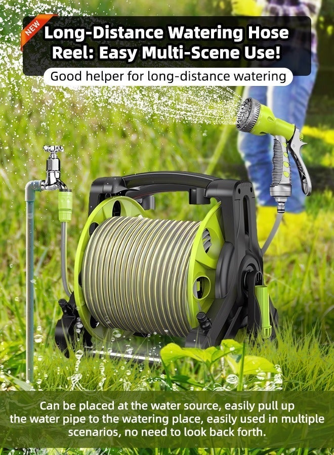 ALongDeng 30M Garden Hose Reel Set Water Hose Holder with 8 Types Water Gun and 2M Hoses Spray Heads Garden Hose Reel Kit  for Household Garden Watering Car Wash - Image 3